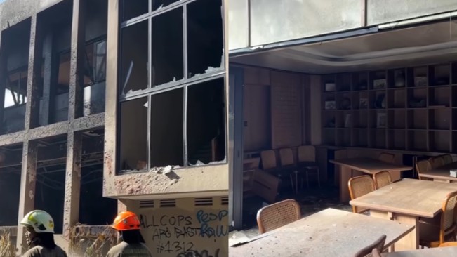 Situasi terkini Rumah Makan Sajian Sambara yang dirusak massa demo ricuh di Bandung, Sabtu (30/8/2025). [Instagram @infojawabarat]